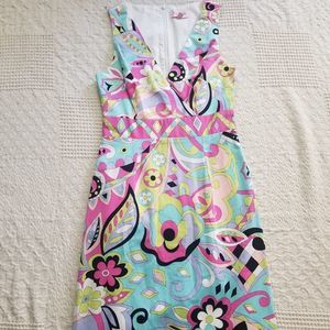 Melly M Retro Preppy Sleeveless V Neck Sheath Dress